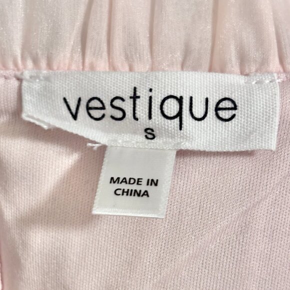 Vestique Coquette Light Pink Sheer Ruffle Crop Top Sweetheart Puff Blouse Small - Picture 12 of 12
